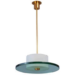 Modernist French 1950s Glass Chandelier 6