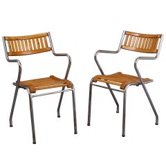 Paire de fauteuils tubulaires chromés, Italie, années 1950