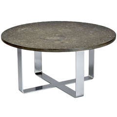 1970s Fossil Embossed Table on Chromed Steel Base 12