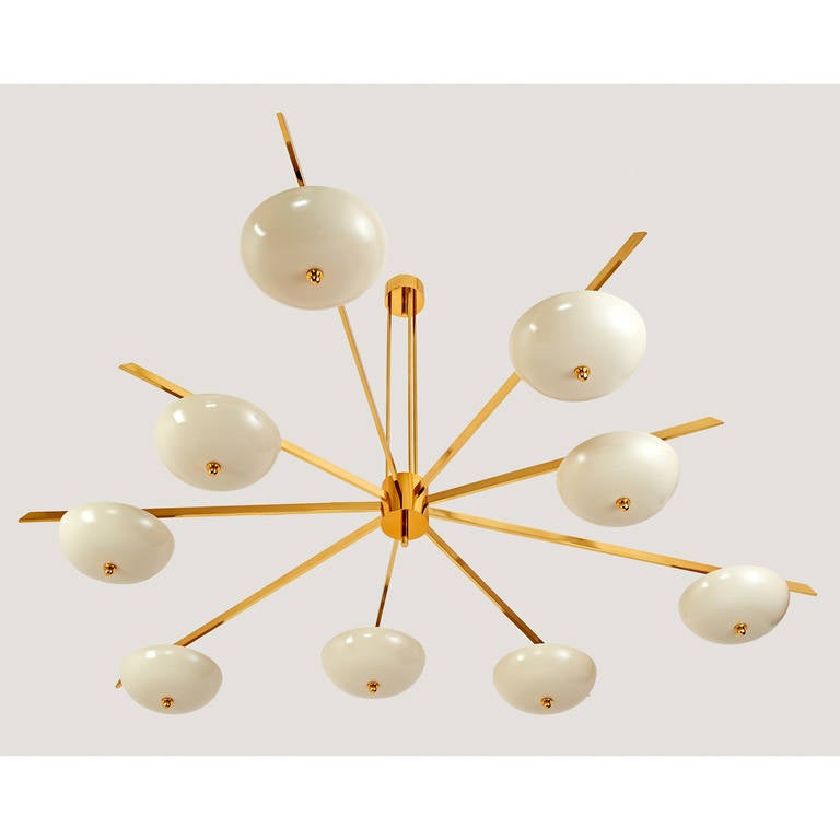 Mid-Century Modern Large Nine-Branch Italian 1950s Chandelier