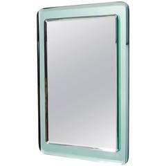 Pair of Vert Nil Reverse Beveled Glass Mirror, Italy, 1970s 9