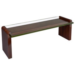 Important 1930s Macassar Ebony and Glass Coffee Table by Jacques Adnet