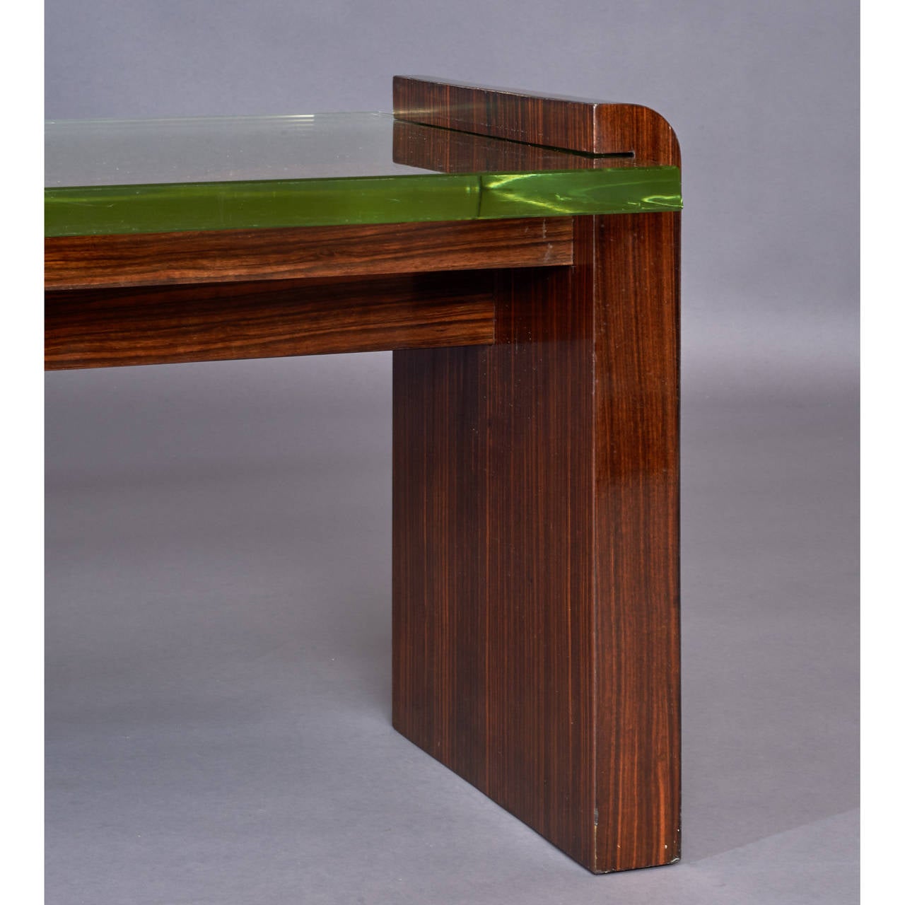 Mid-Century Modern Important 1930s Macassar Ebony and Glass Coffee Table by Jacques Adnet