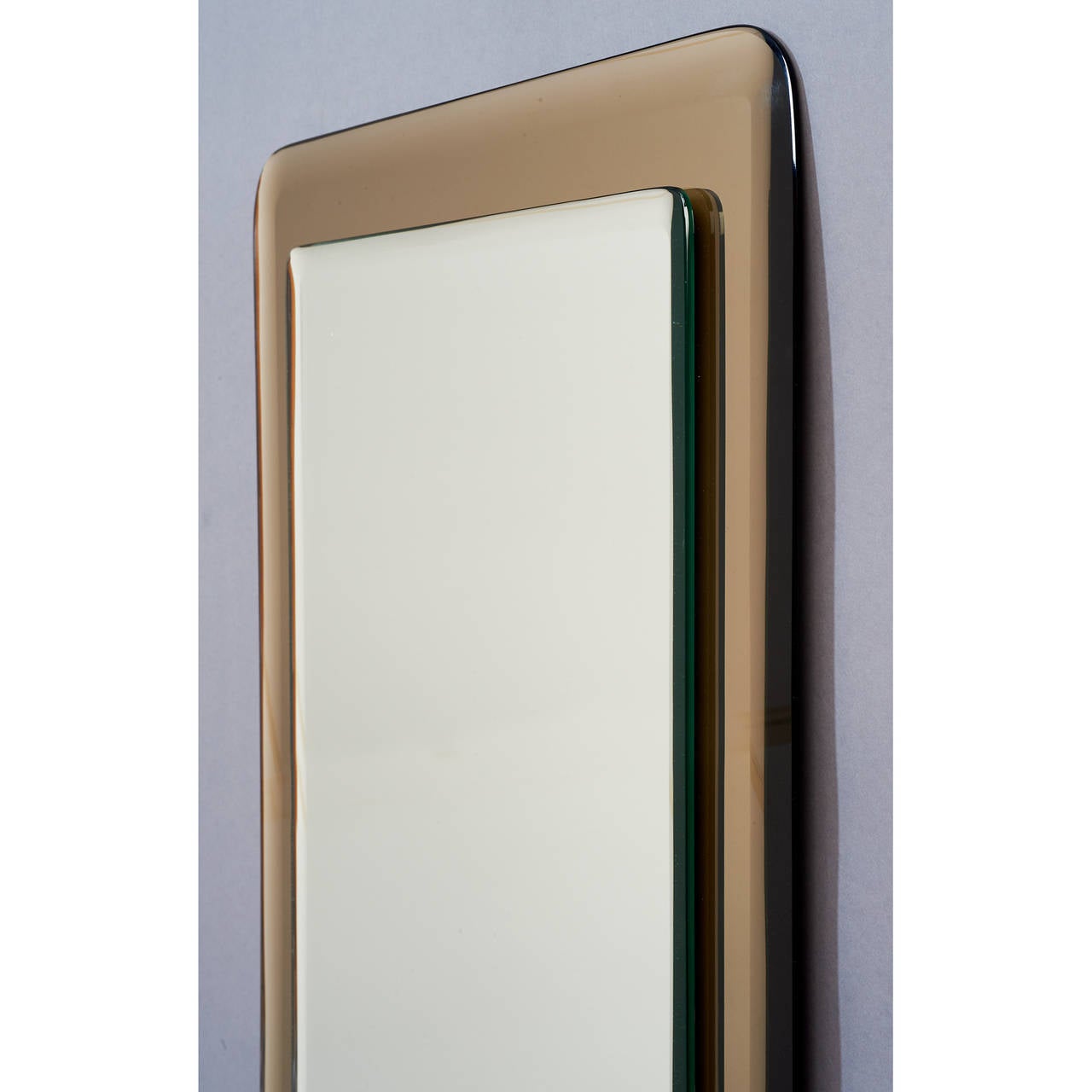 Mid-Century Modern Colored Beveled Glass Mirror, Italy 1970's