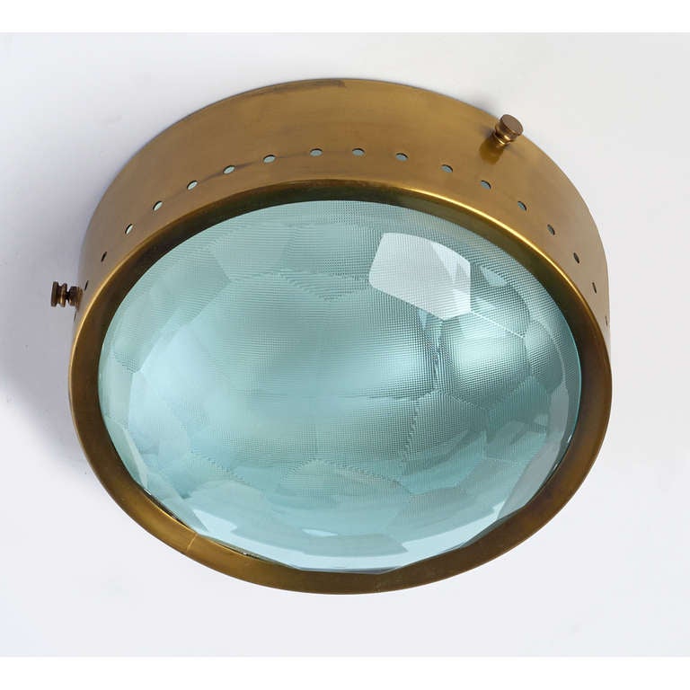 Faceted Italian Ceiling Light In Excellent Condition In New York, NY