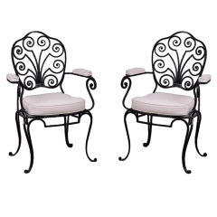 Pair of Wrought Iron Chairs in the style of Moreux