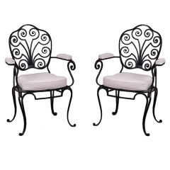 Pair of Wrought Iron Chairs in the style of Moreux Pair of Wrought Iron Chairs in the style of Moreux