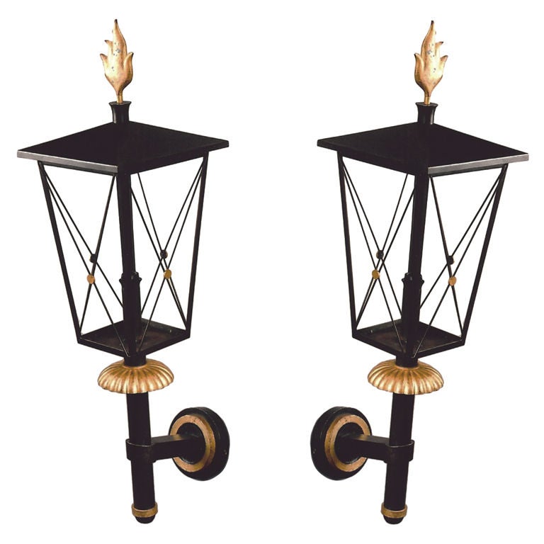 Important Pair of 1950s Wrought Iron Sconces by Gilbert Poillerat For Sale