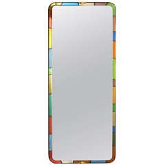 Retro A Rare and Tall Fontana Arte Colored Glass Mirror