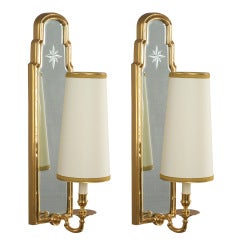 Pair of Long Mirrored Back Sconces