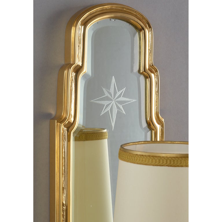 French Pair of Long Mirrored Back Sconces