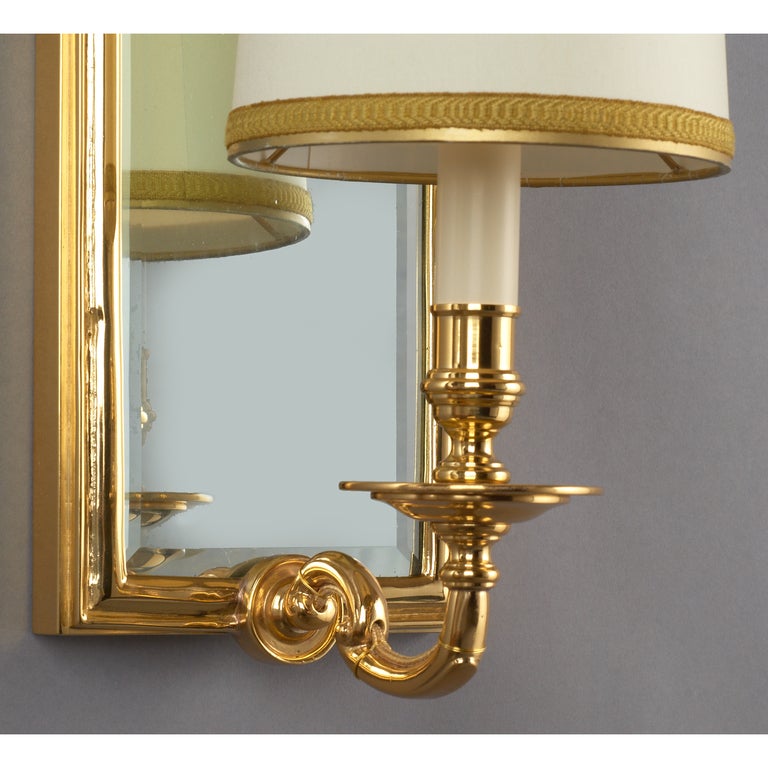 Pair of Long Mirrored Back Sconces In Excellent Condition In New York, NY