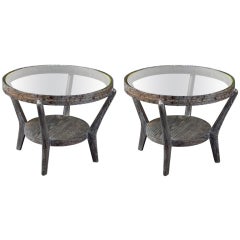 Pair of Cerused Oak Czech Tables