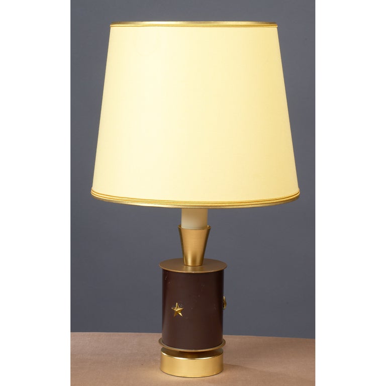 France 1950s Brass Table Lamp with Star Motif