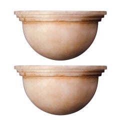 Pair of 1930's alabaster bowl sconces