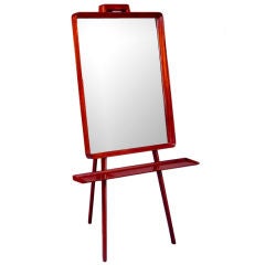 Elegant Standing  Mirror in Polished Mahogany