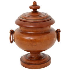 Early 19th Century English Turned Boxwood Lidded Urn