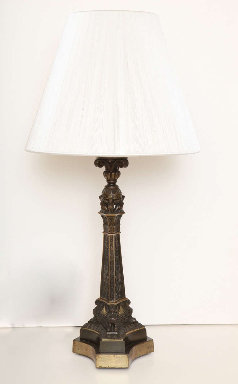 Neoclassical Early 19th Century English Bronze Lamp For Sale