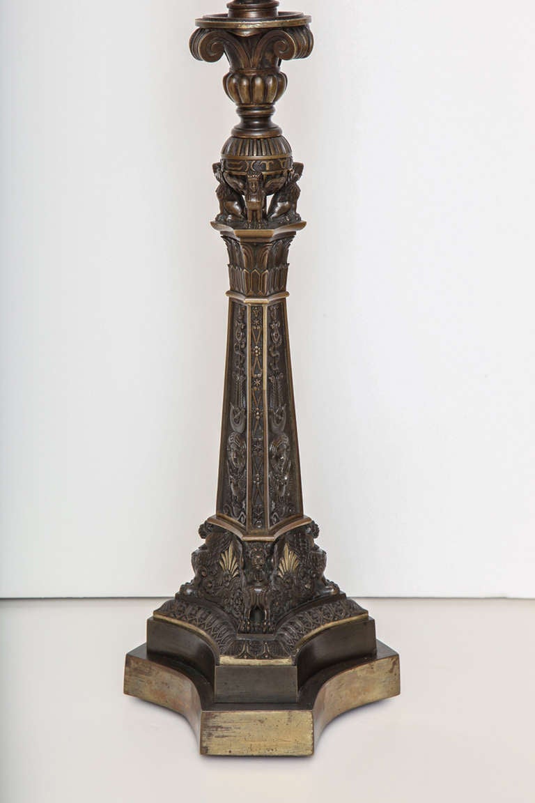 British Early 19th Century English Bronze Lamp For Sale