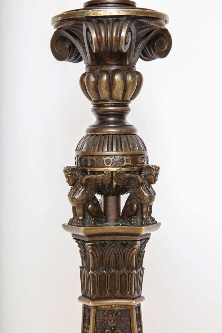 Early 19th Century English Bronze Lamp For Sale 1