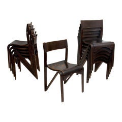 Ten Bent Wood Stacking Chairs