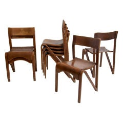 Eight Bent Wood Stacking Chairs