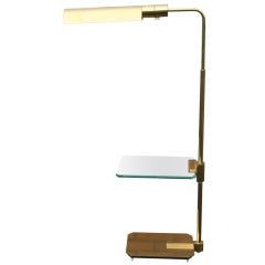 Adjustable Brass and Glass Floor Lamp by Casella
