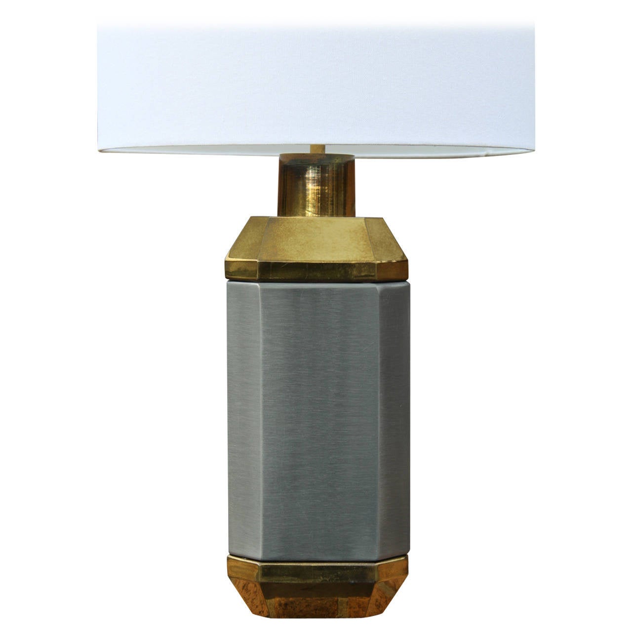 Brushed Steel and Brass Table Lamp by Chapman