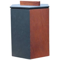 Slate and Teak Ice Bucket by Harpswell House