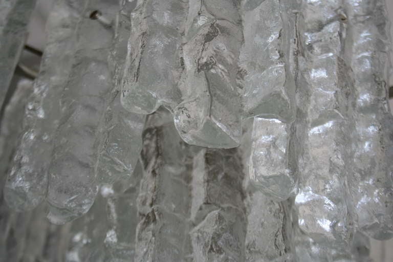 An Austrian Textured Ice Glass Pendant Chandelier For Sale 2