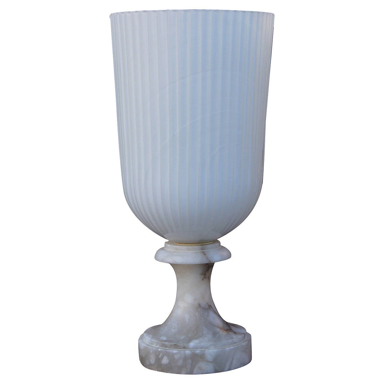 Italian Neoclassical Marble and Glass Lamp by Sarreid For Sale