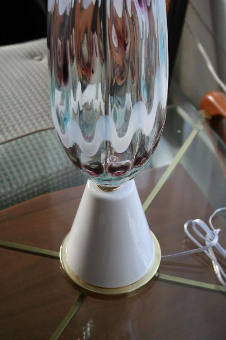 Glass A 1950's Clear Murano Table Lamp
