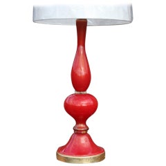 A 1950's Red and Gold Leaf Murano Table Lamp