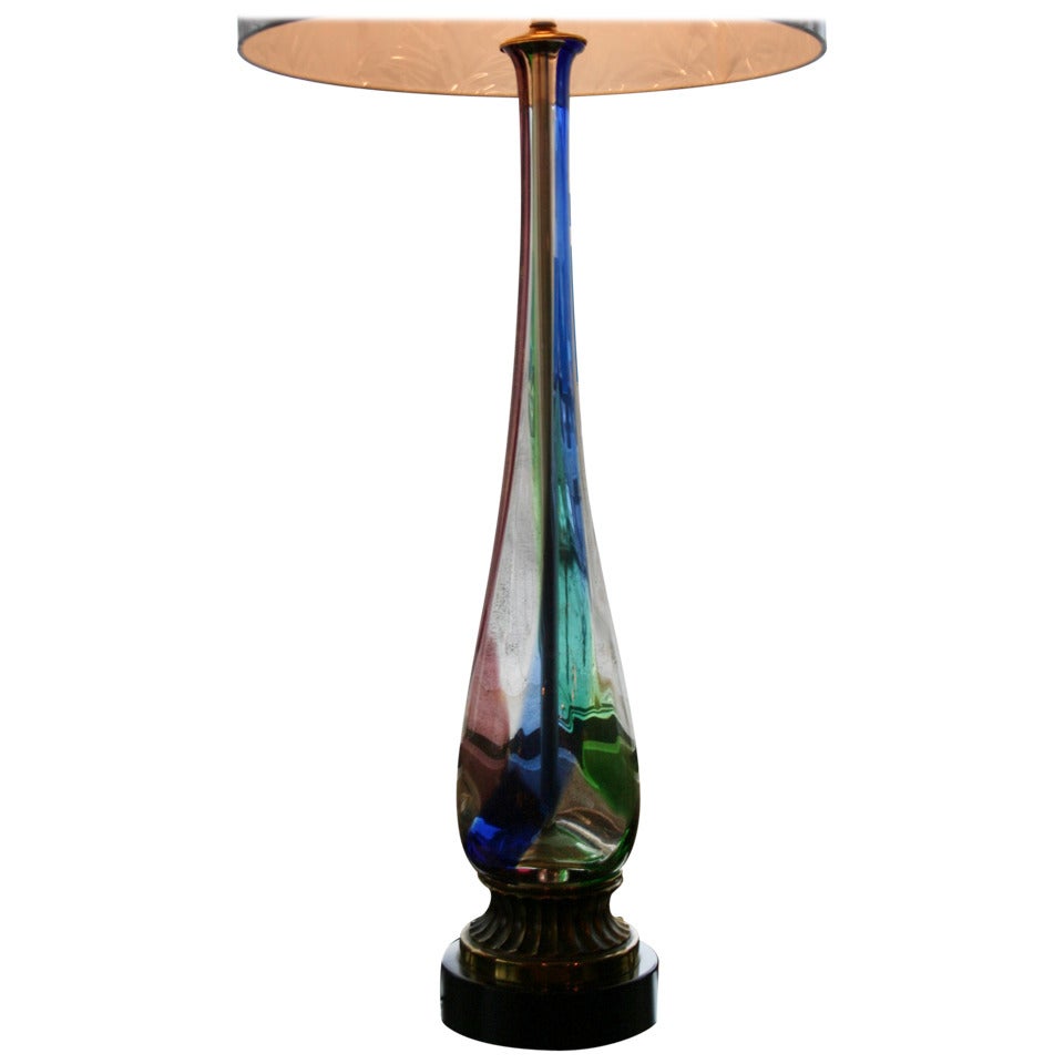 A Gold Leaf Murano Table Lamp in the Manner of Fulvio Bianconi For Sale