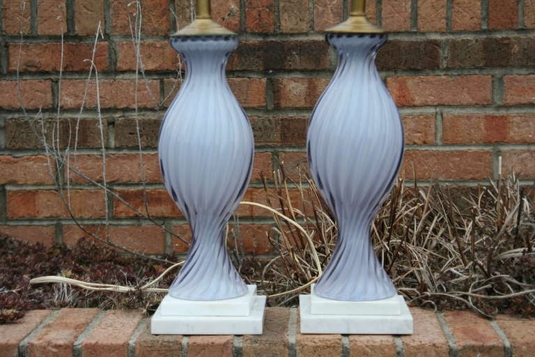 Italian An Exceptional Pair of 1950's Murano Glass Table Lamps