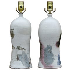 Pair of Sculpted Studio Pottery Table Lamps