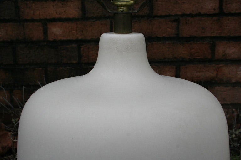 American Pair of White Ceramic Table Lamps