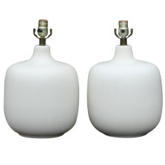 Pair of White Ceramic Table Lamps