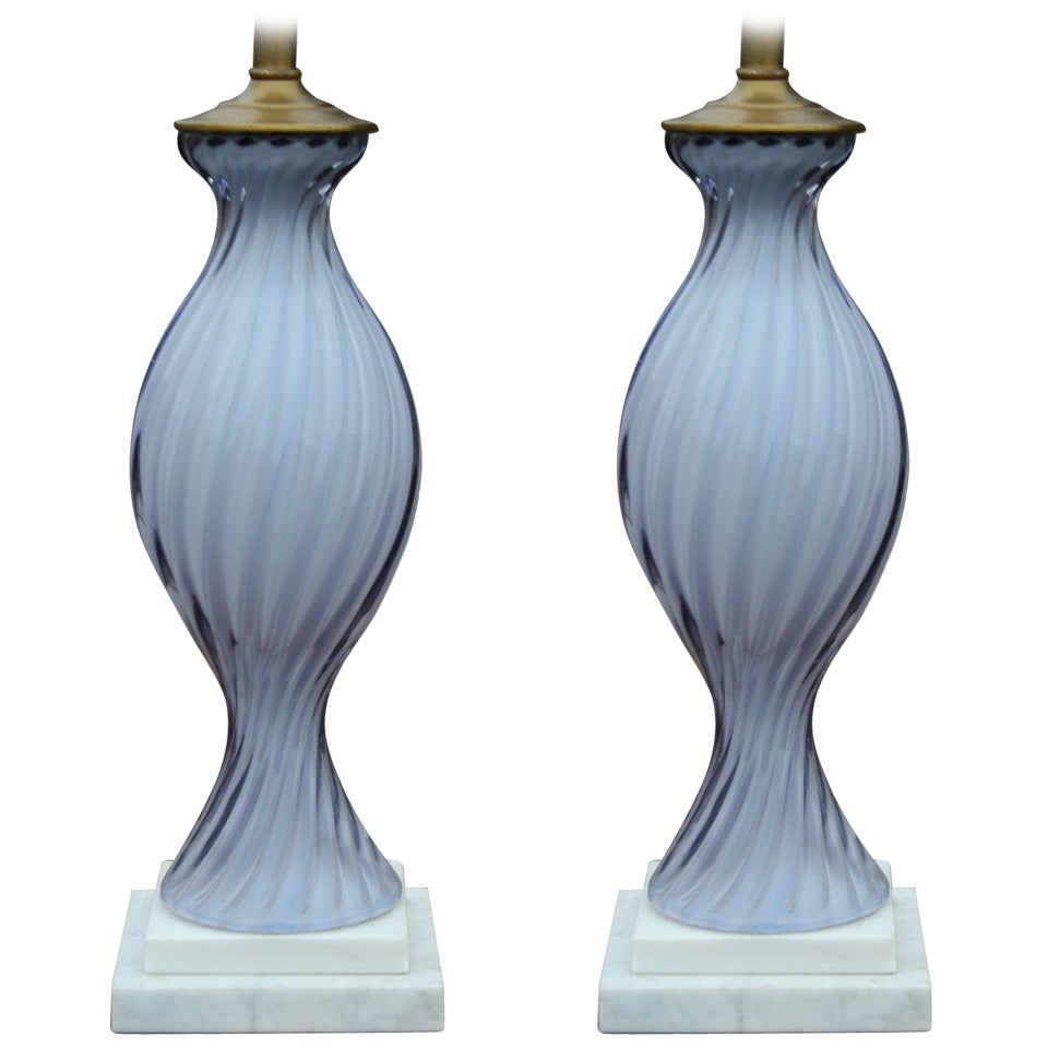 An Exceptional Pair of 1950's Murano Glass Table Lamps
