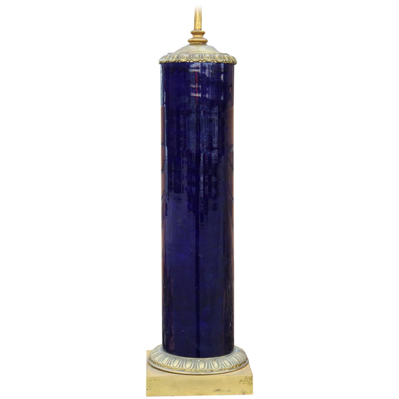 Elegant Cylindrical French Ceramic Table Lamp For Sale