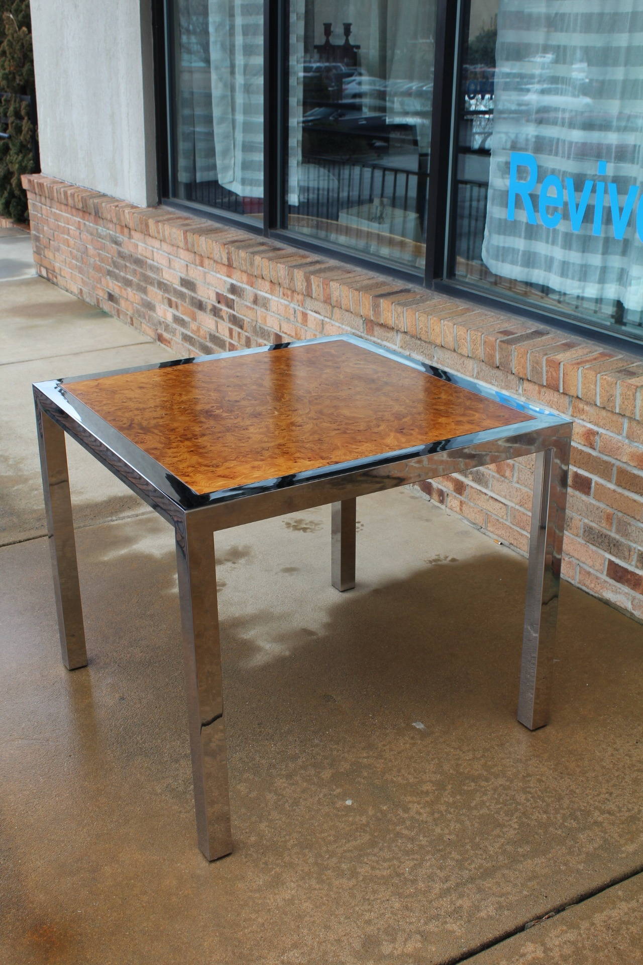 American 1970s Chrome and Burl Game Table