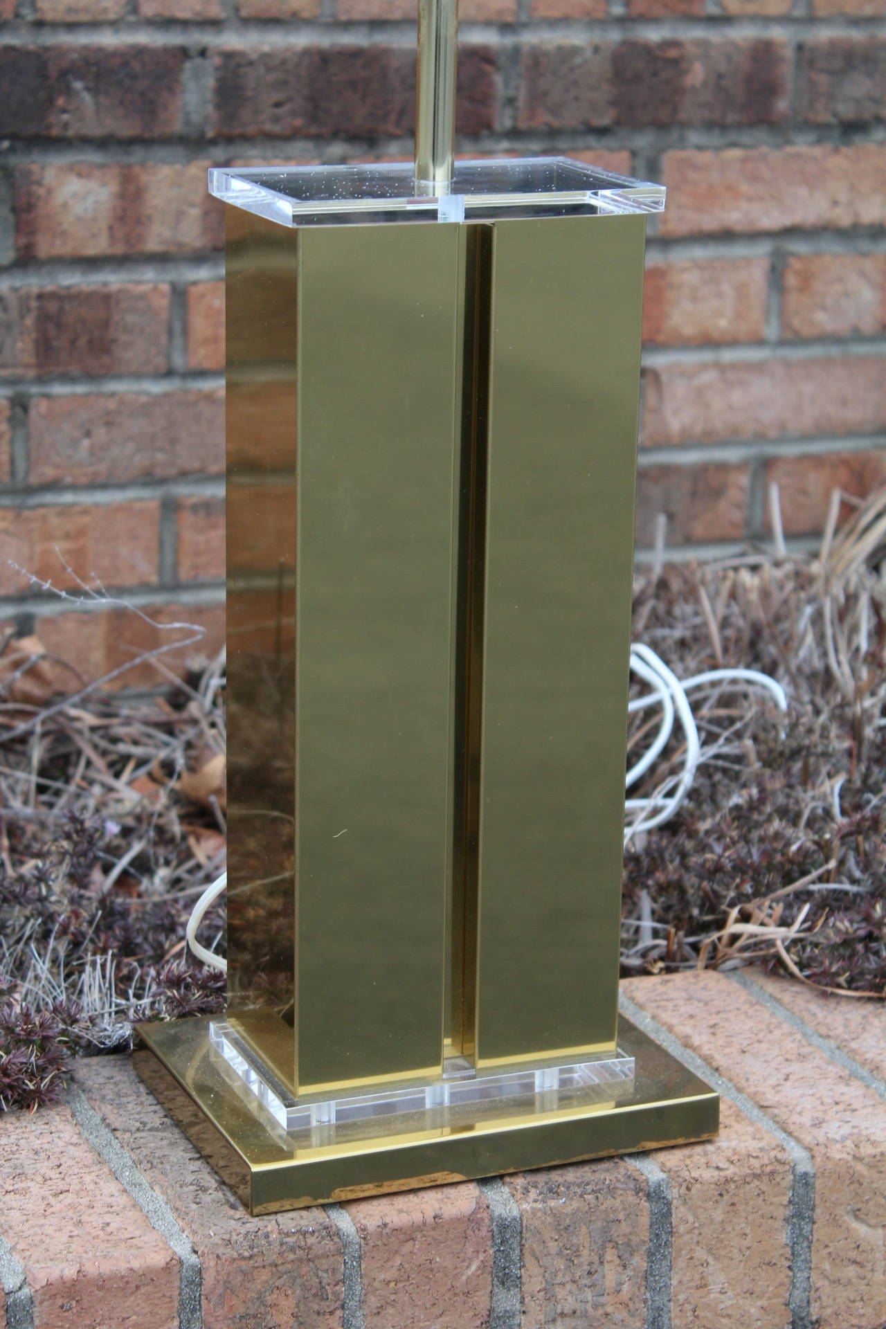 Brass and Acrylic Table Lamp by Fredrick Ramond
