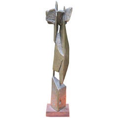 Modern Abstract Brutalist Bronze Sculpture