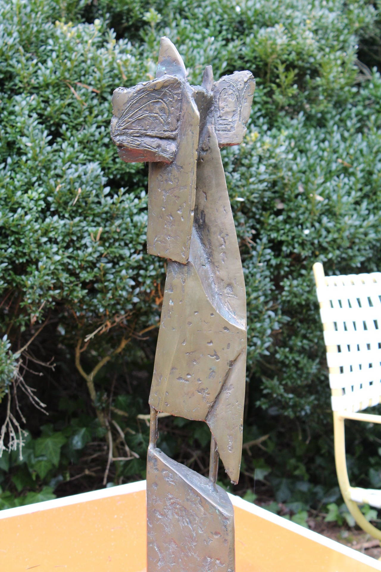 Modern Abstract Brutalist Bronze Sculpture In Excellent Condition In Asheville, NC