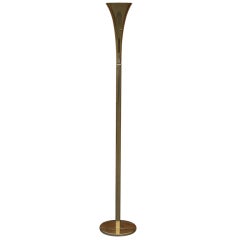 A Brass Torchiere Floor Lamp by Laurel