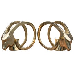 Pair of Brass Ibex Bookends 