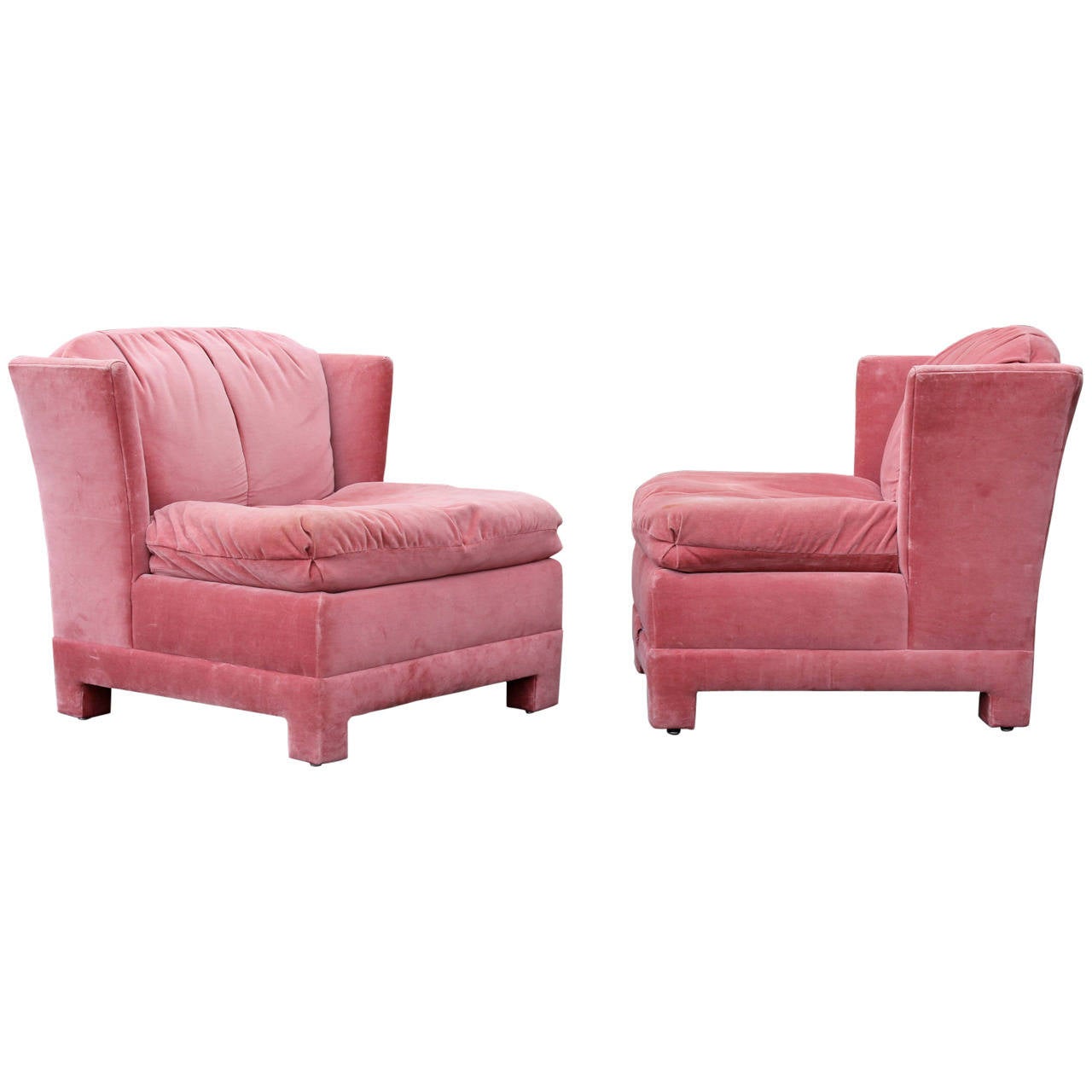 Pair of Upholstered Lounge Chairs by Selig For Sale