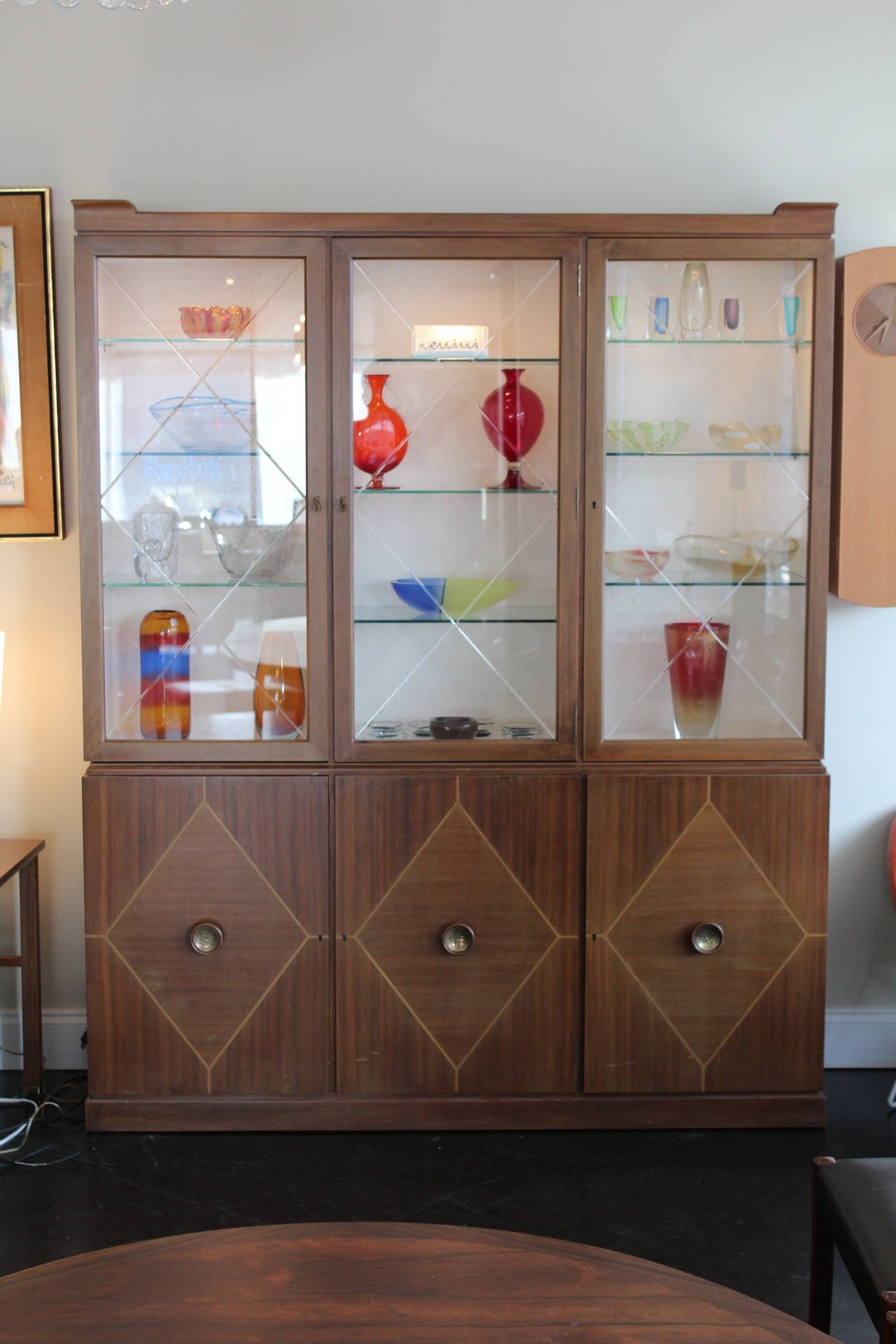 Mid-Century Modern Mahogany Breakfront Cabinet by Tommi Parzinger For Sale