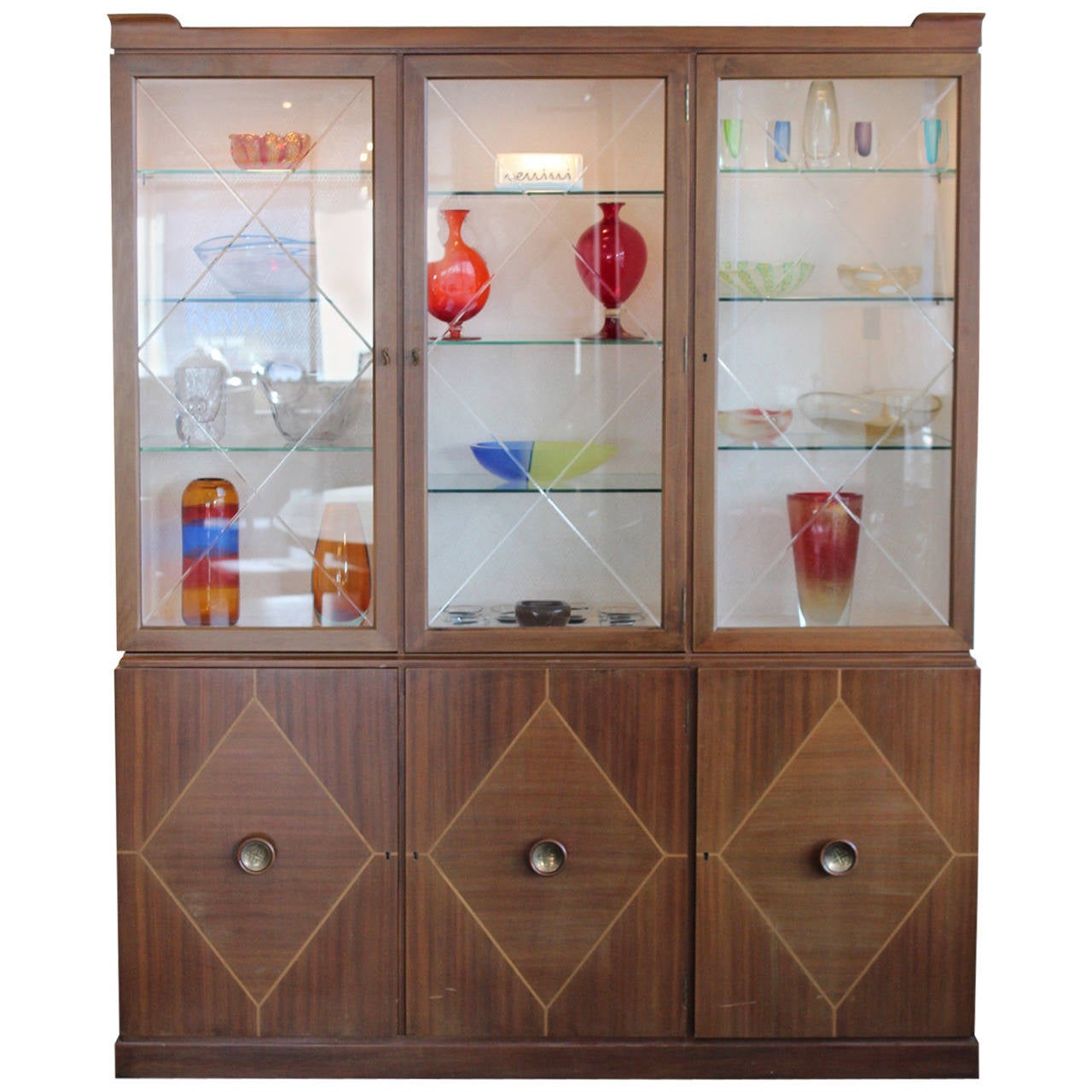Mahogany Breakfront Cabinet by Tommi Parzinger For Sale