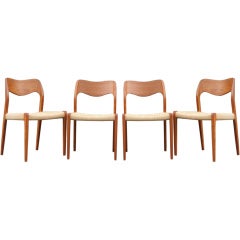Set of Four Danish Teak Dining Chairs by Niels Moller
